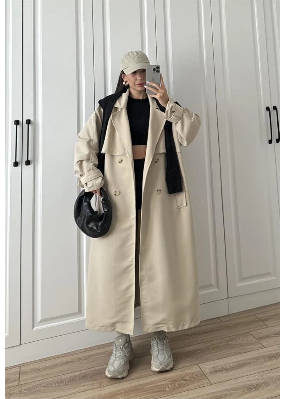Ekstra Oversize Premium Taş Trençkot