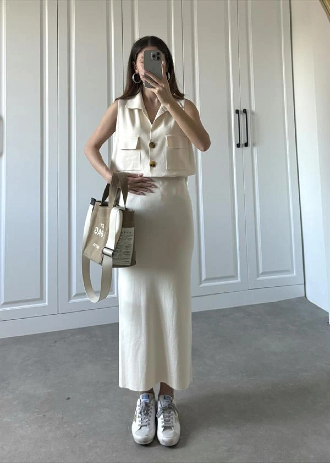 Etekli Basic Krem Triko Takım