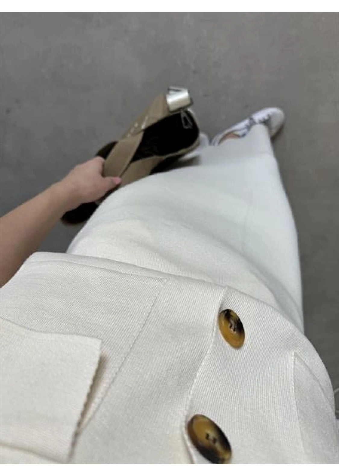 Etekli Basic Krem Triko Takım