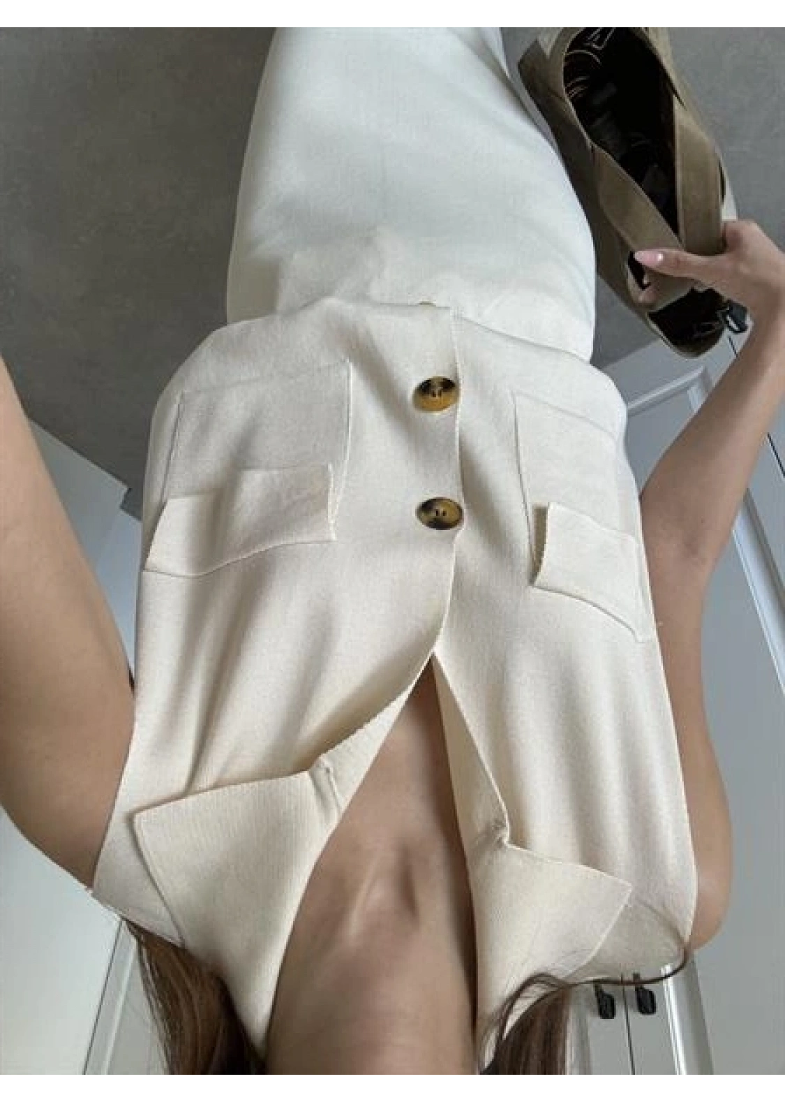 Etekli Basic Krem Triko Takım