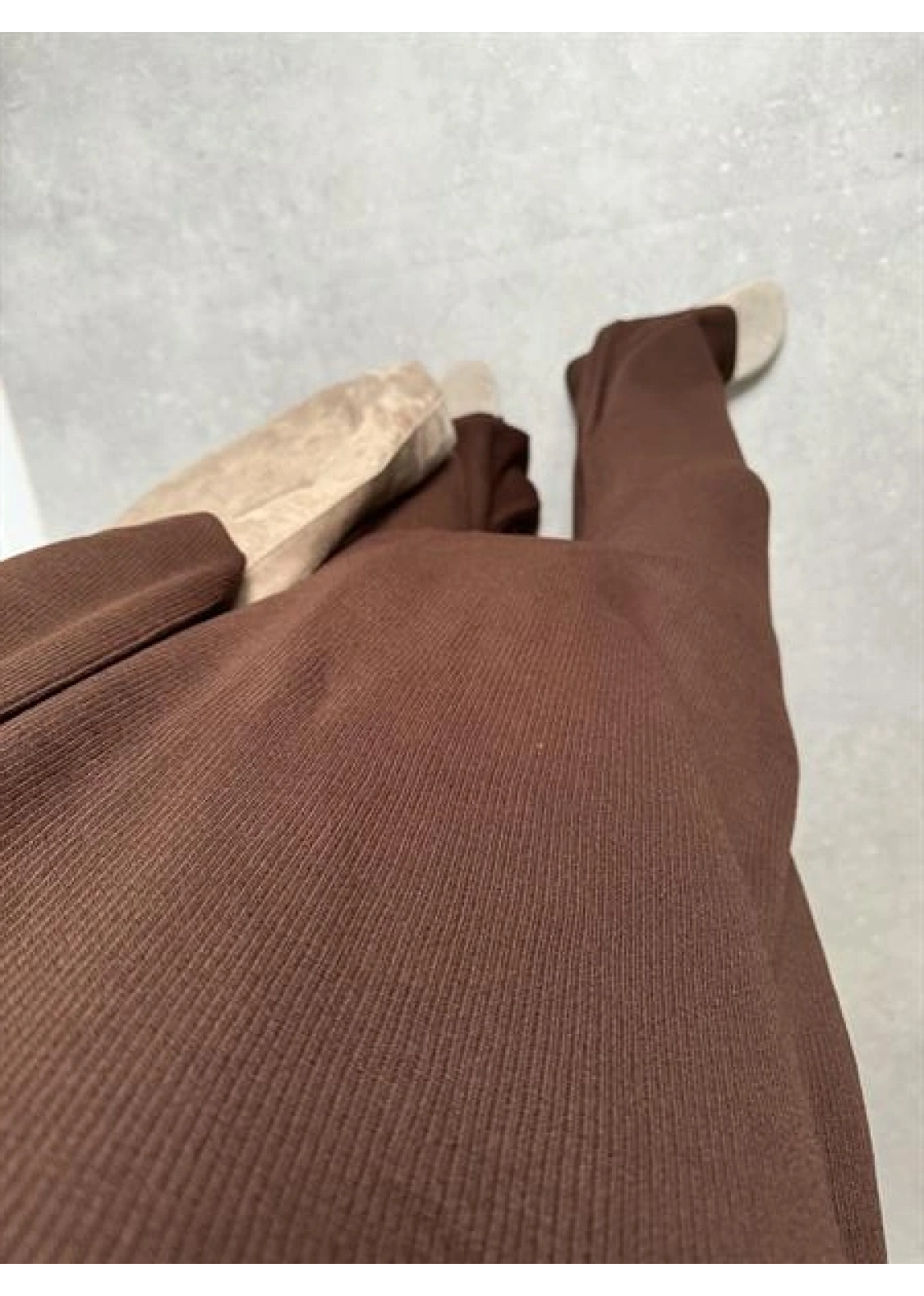 Fermuarlı Oversize Kahve Triko Takım