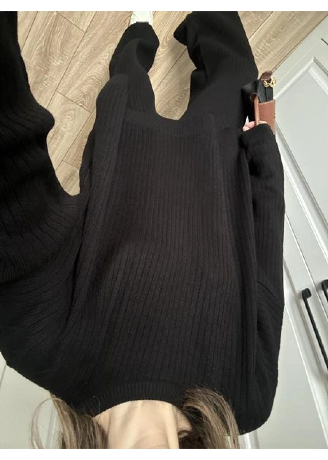 Fitilli Basic Oversize Siyah Triko Takım