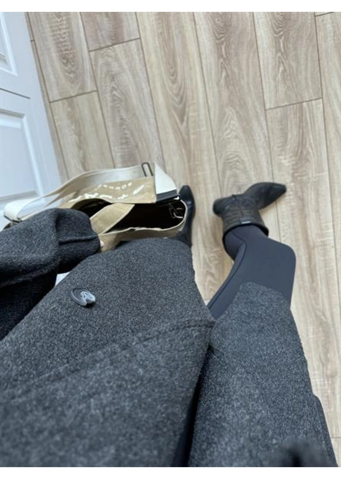 Geniş Yaka Oversize Antrasit Kaban