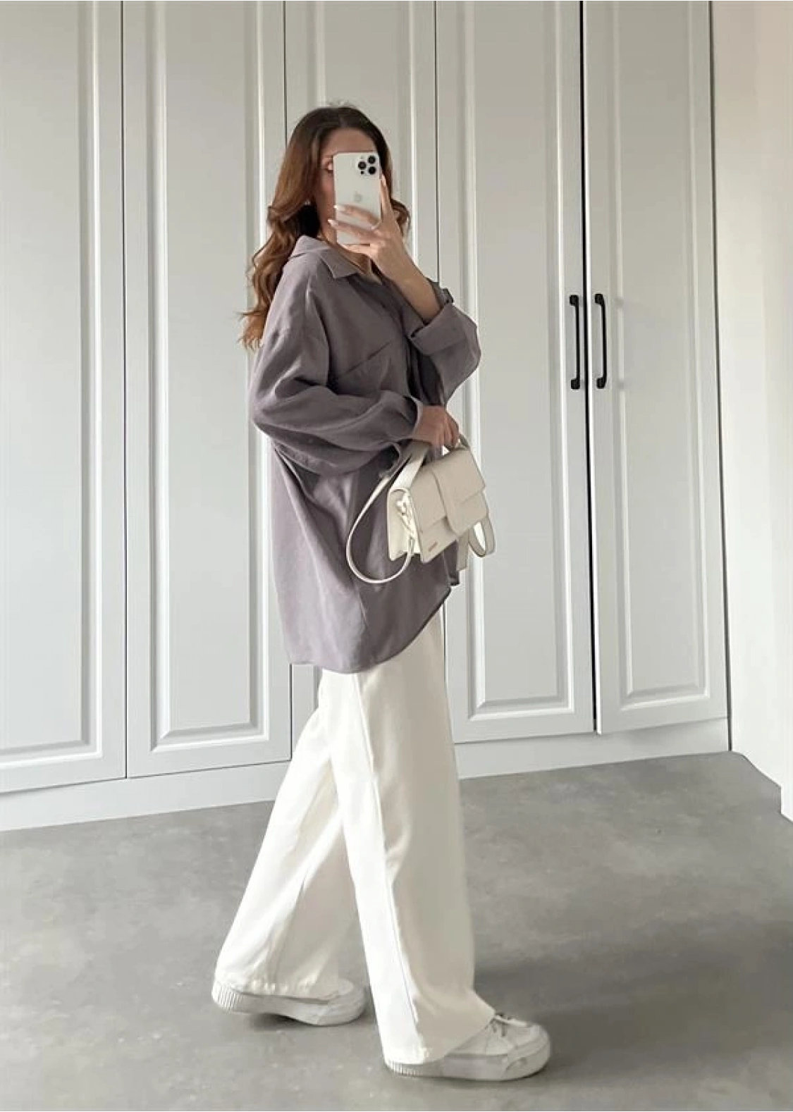 Gri Oversize Tensel Gömlek