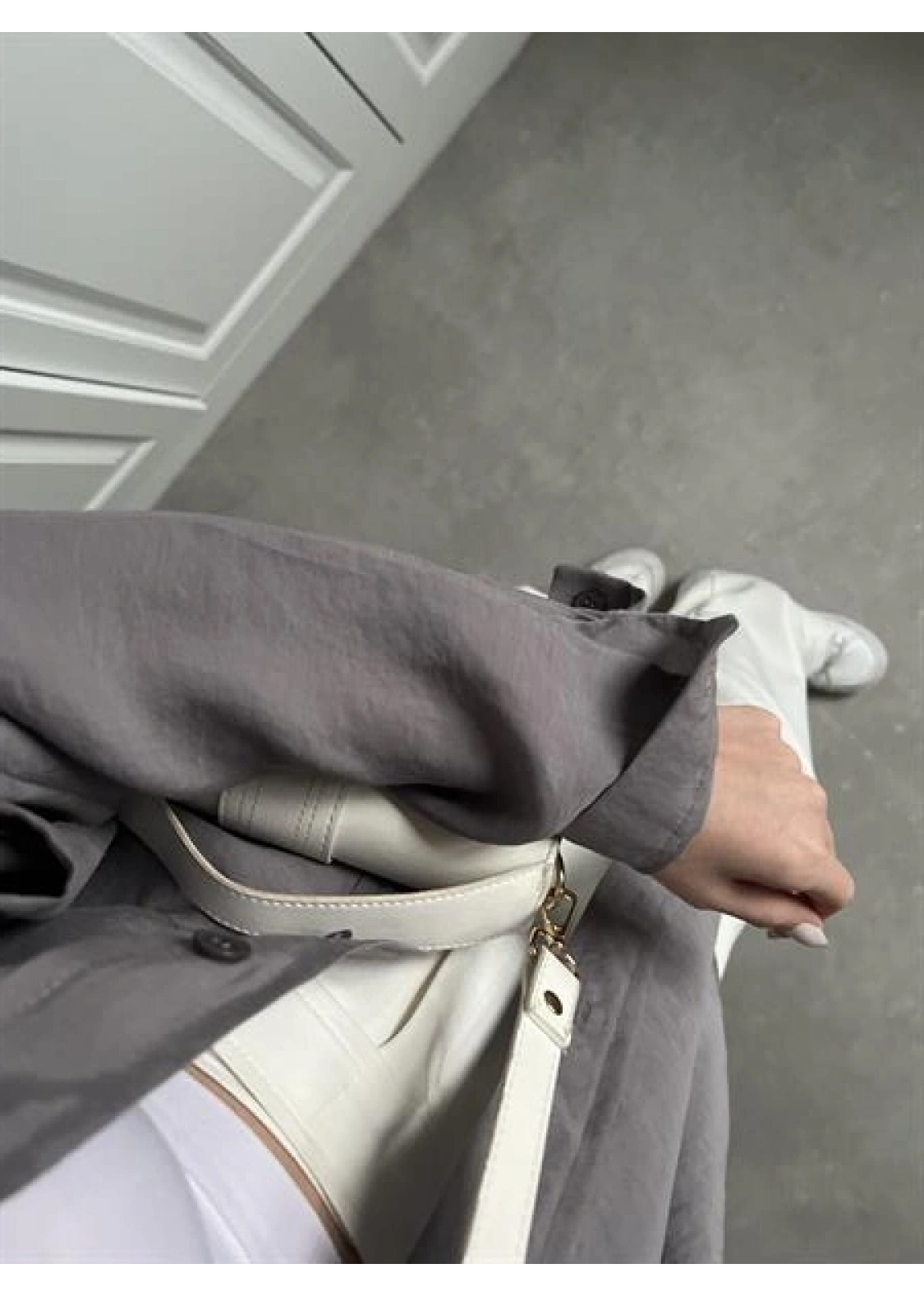 Gri Oversize Tensel Gömlek