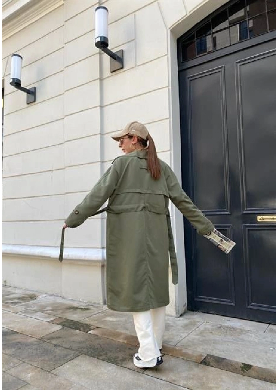 Haki Bershka Model Premium Oversize Trençkot