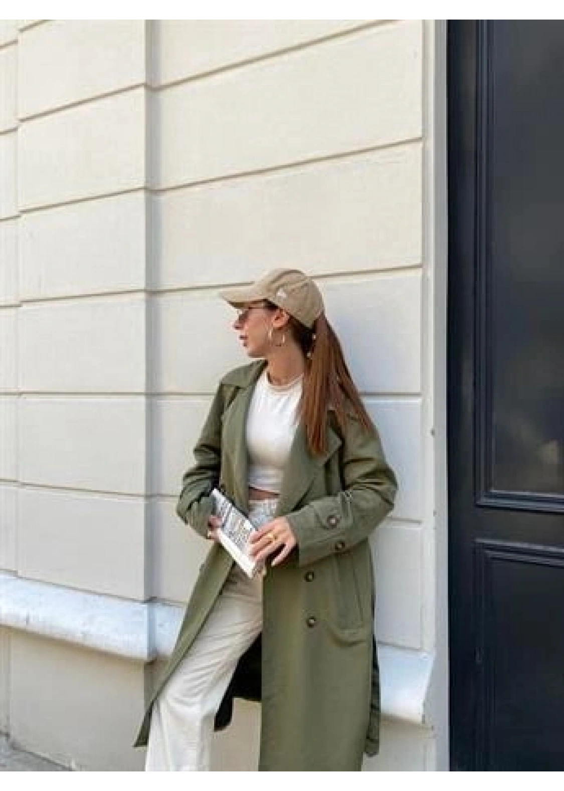 Haki Bershka Model Premium Oversize Trençkot