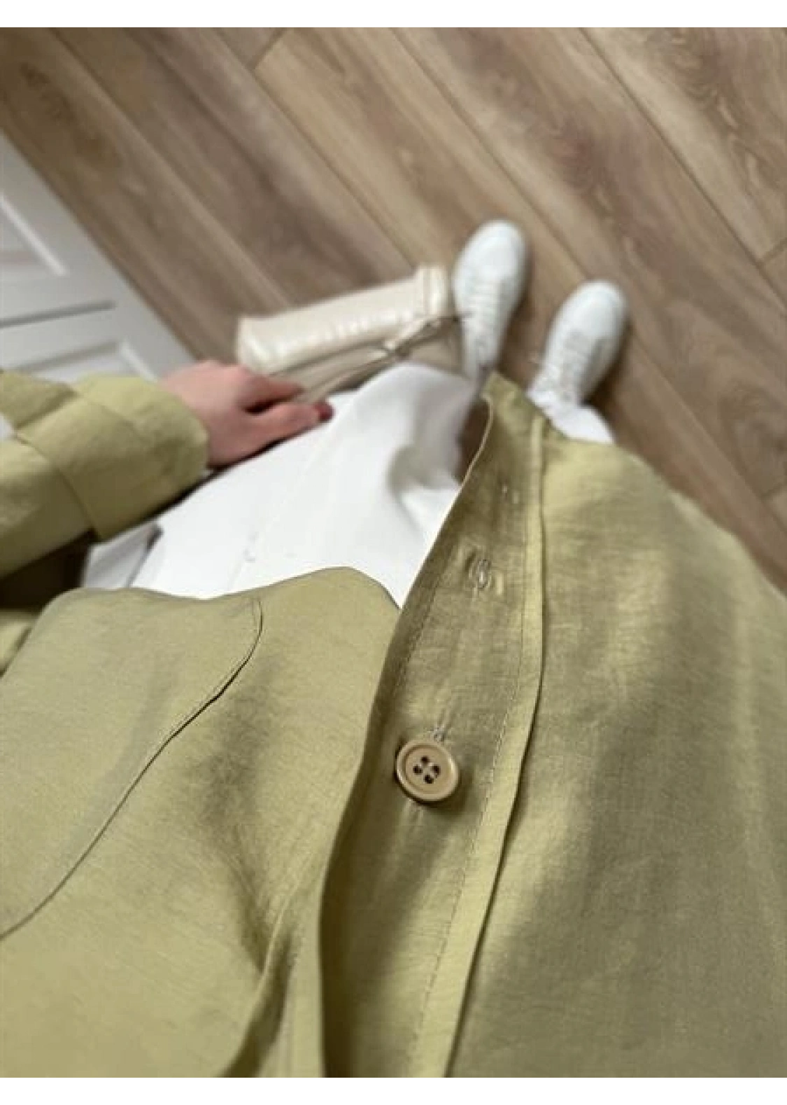 Haki Oversize Tensel Gömlek