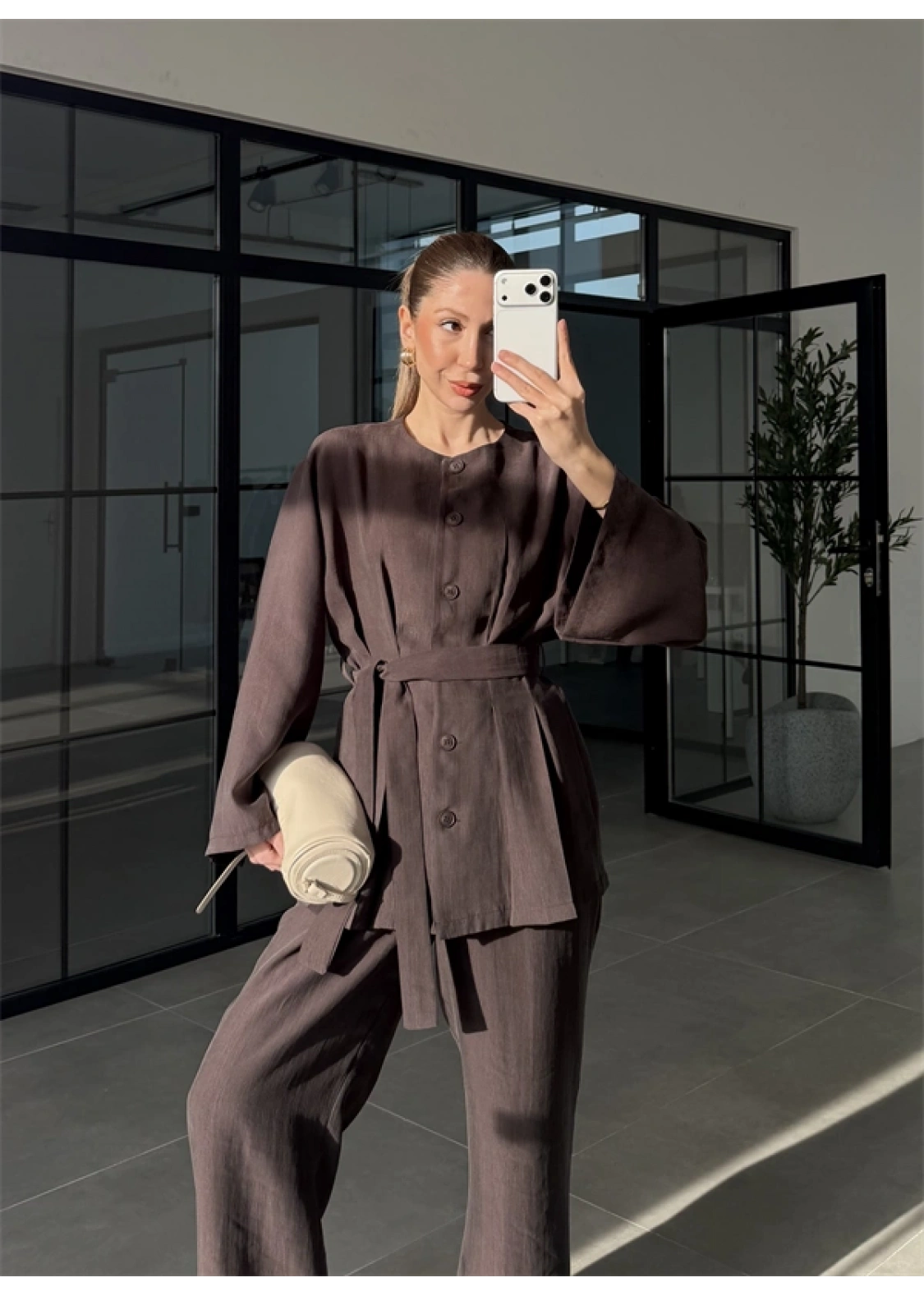 Hare Kuşaklı Kahve Pile Takım