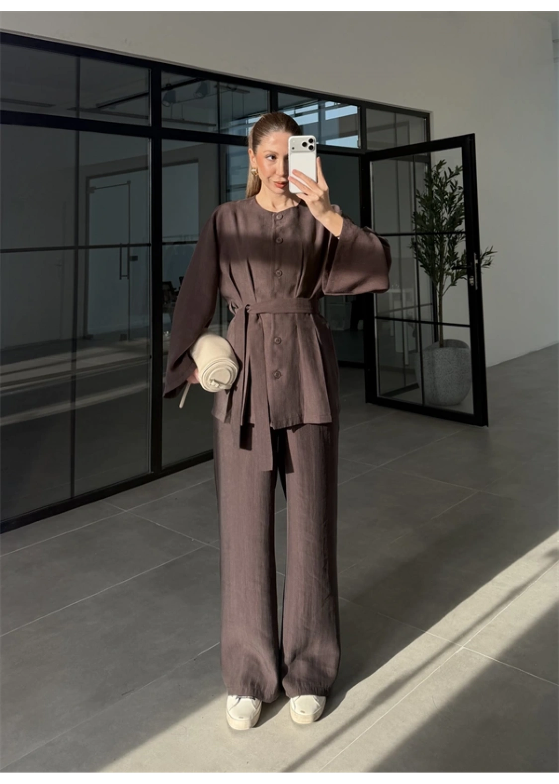 Hare Kuşaklı Kahve Pile Takım