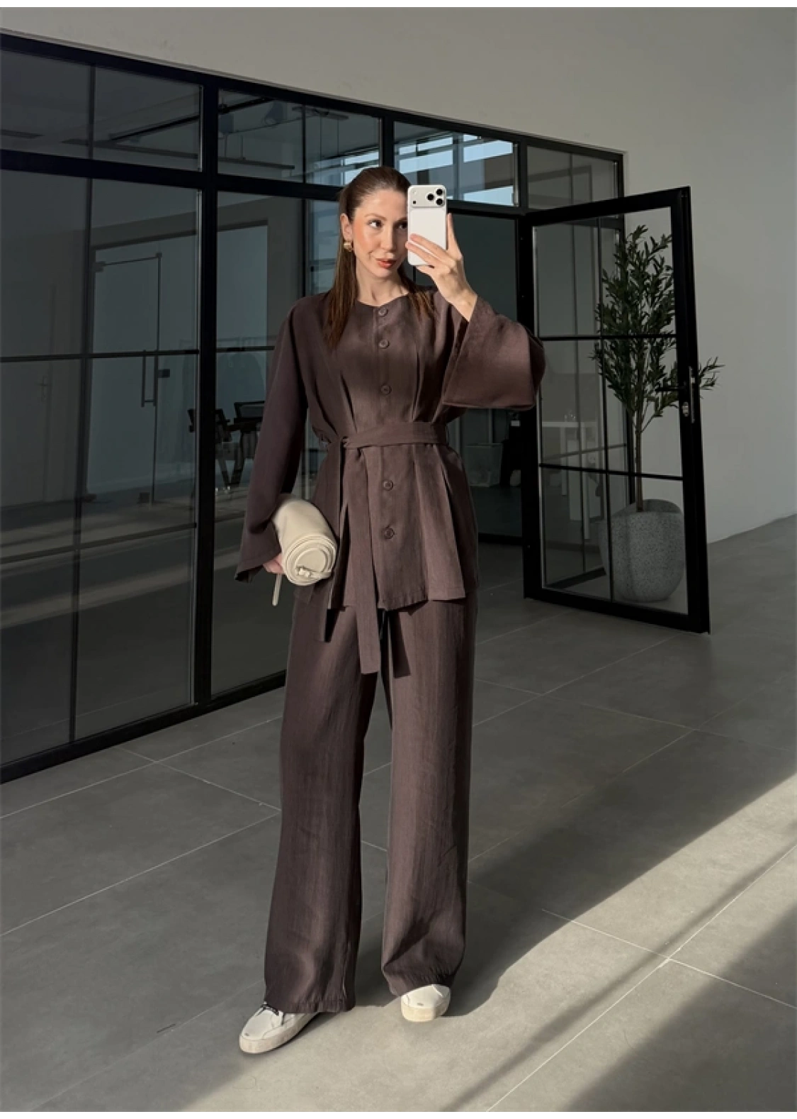 Hare Kuşaklı Kahve Pile Takım