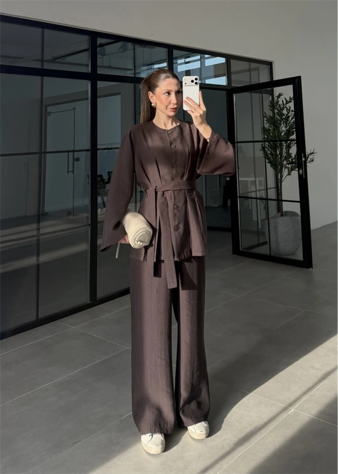 Hare Kuşaklı Kahve Pile Takım