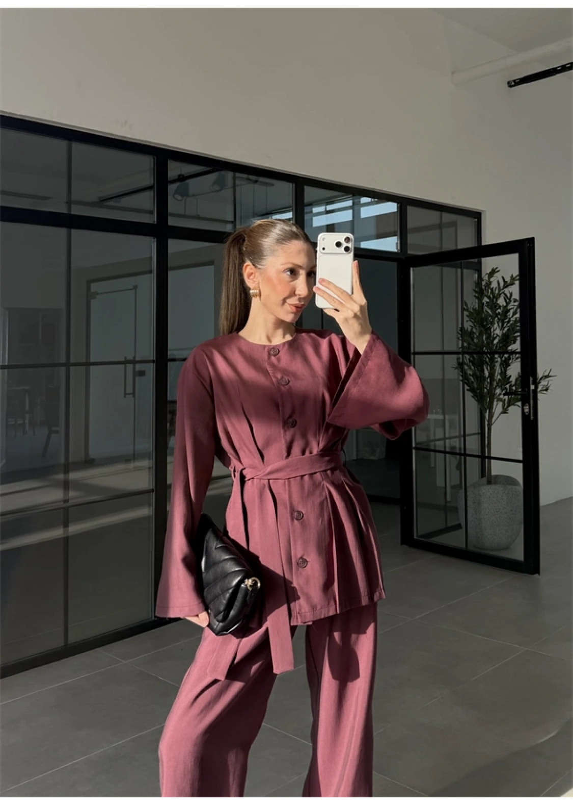 Hare Kuşaklı Mürdüm Pile Takım