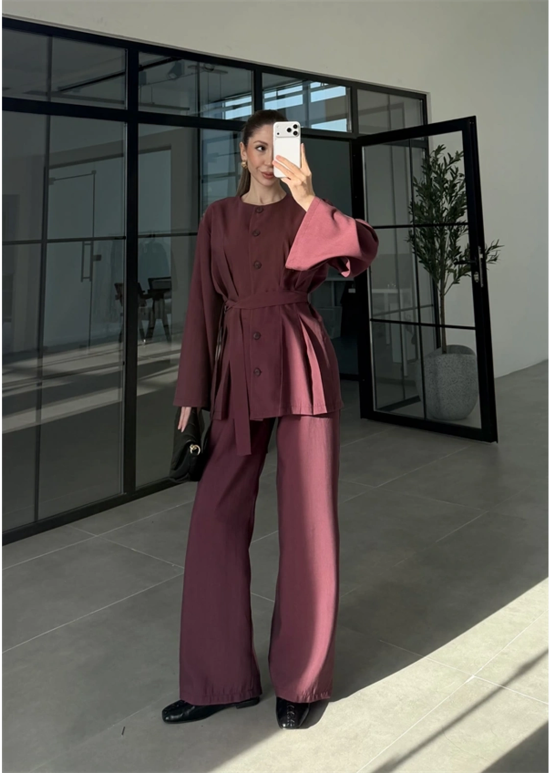 Hare Kuşaklı Mürdüm Pile Takım