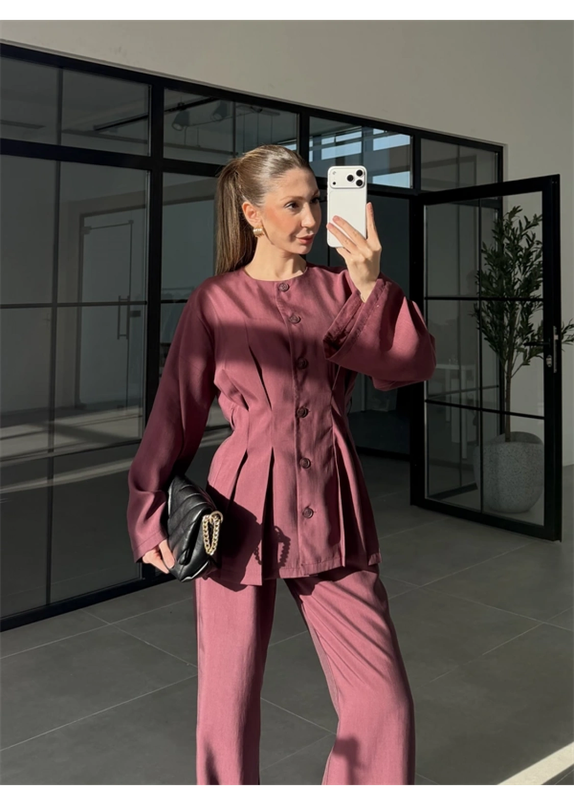 Hare Kuşaklı Mürdüm Pile Takım