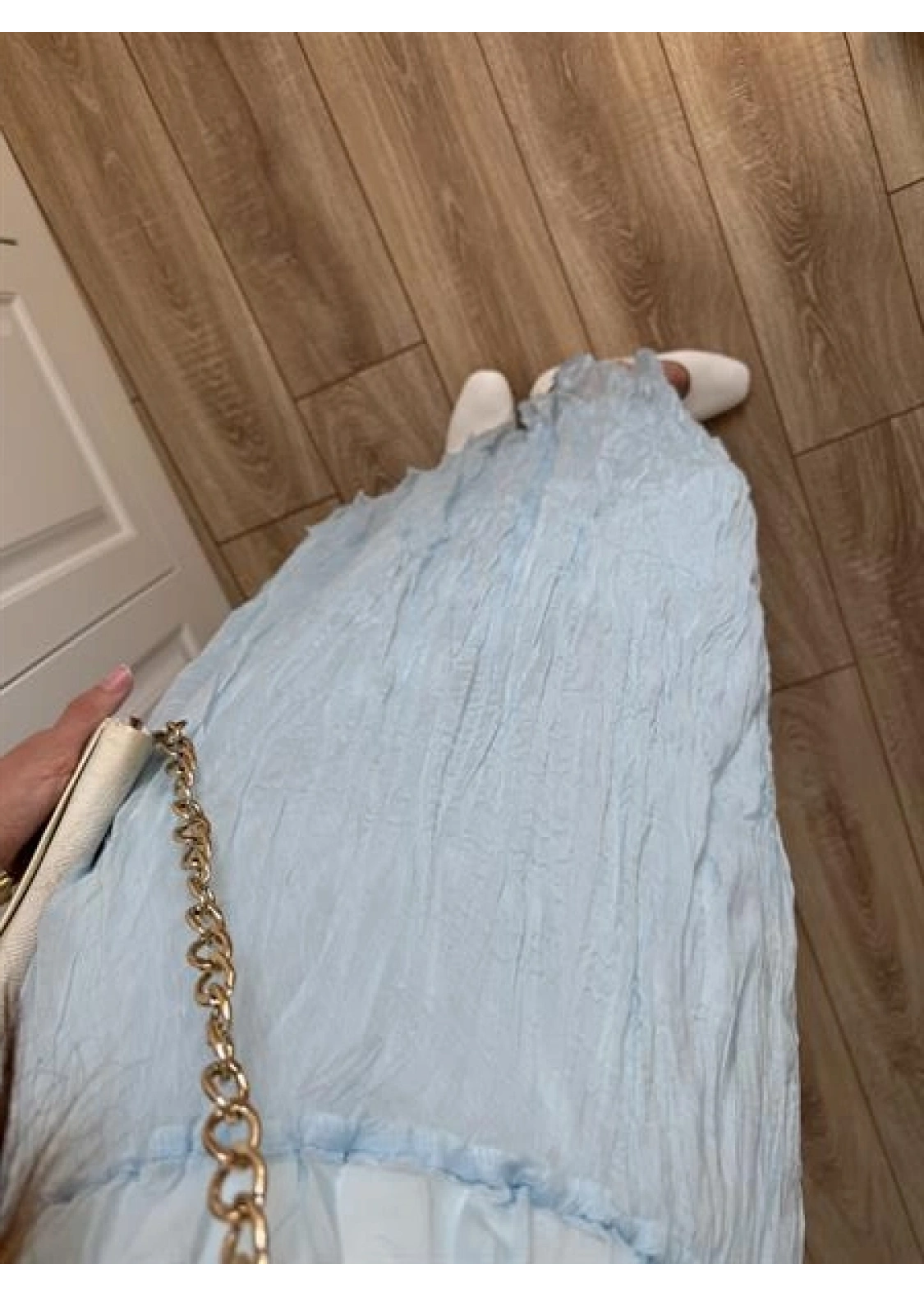 Holla Astarlı Kırışık Bebe Mavi Tül Etek