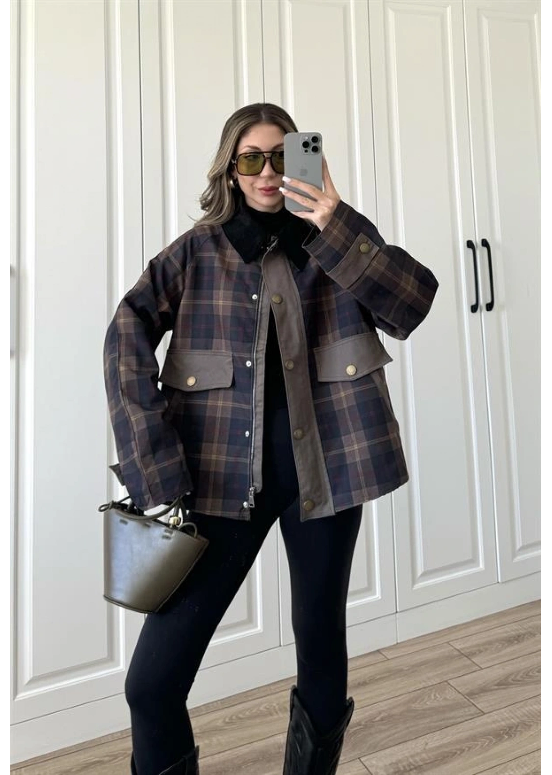 Kadife Yakalı Astarlı Premium Parka Trençkot