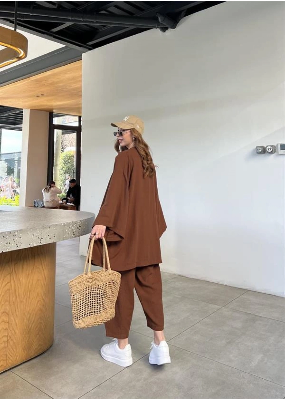 Kahve Gofre Kimono Takım