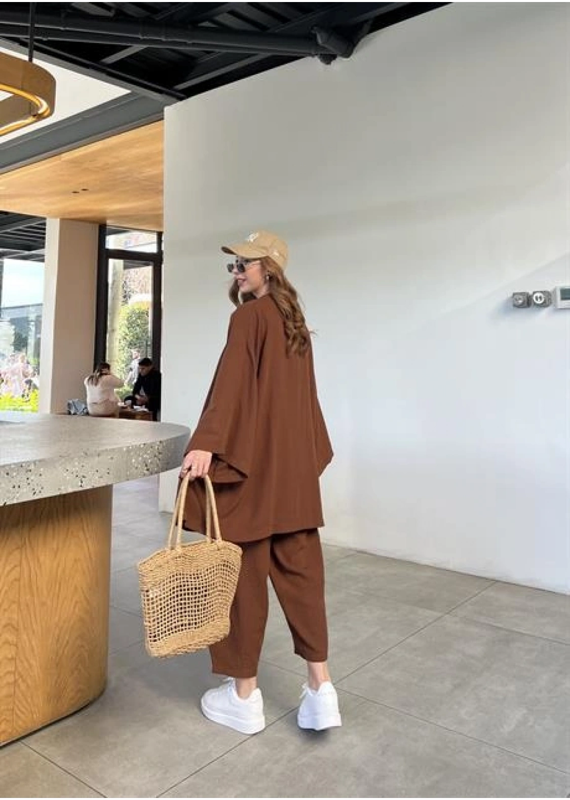 Kahve Gofre Kimono Takım