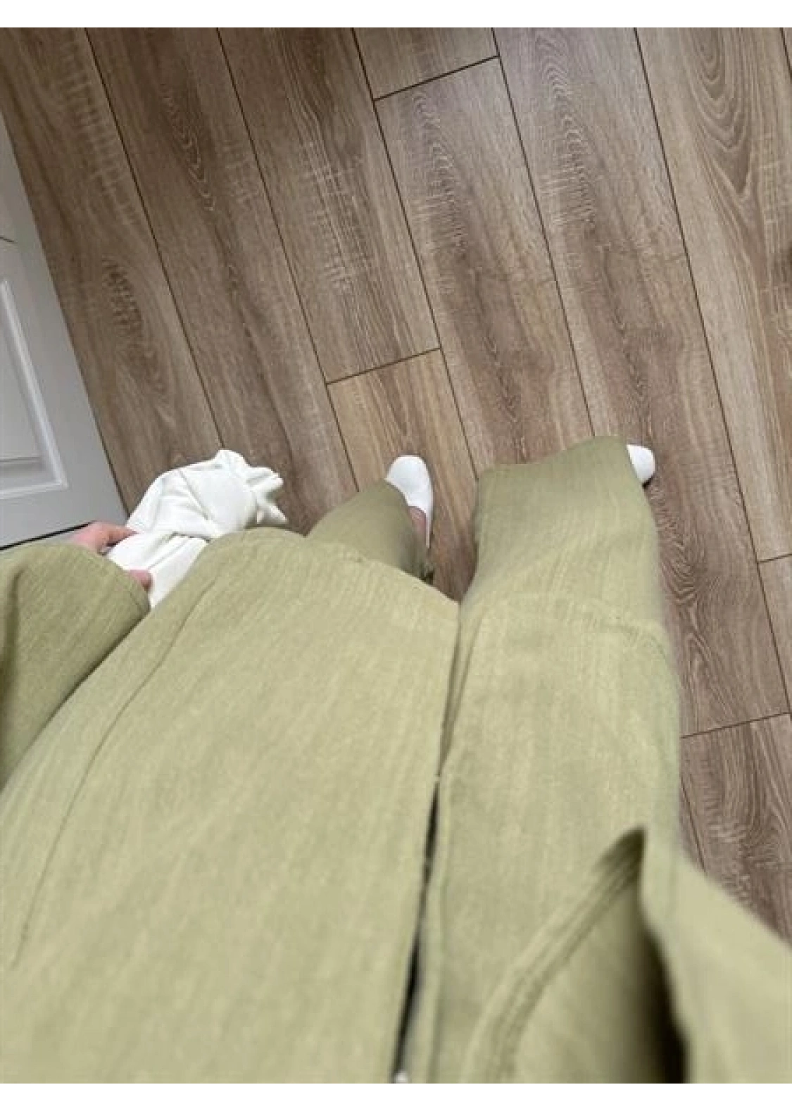 Kancalı Premium Nude Yeşili Keten Takım