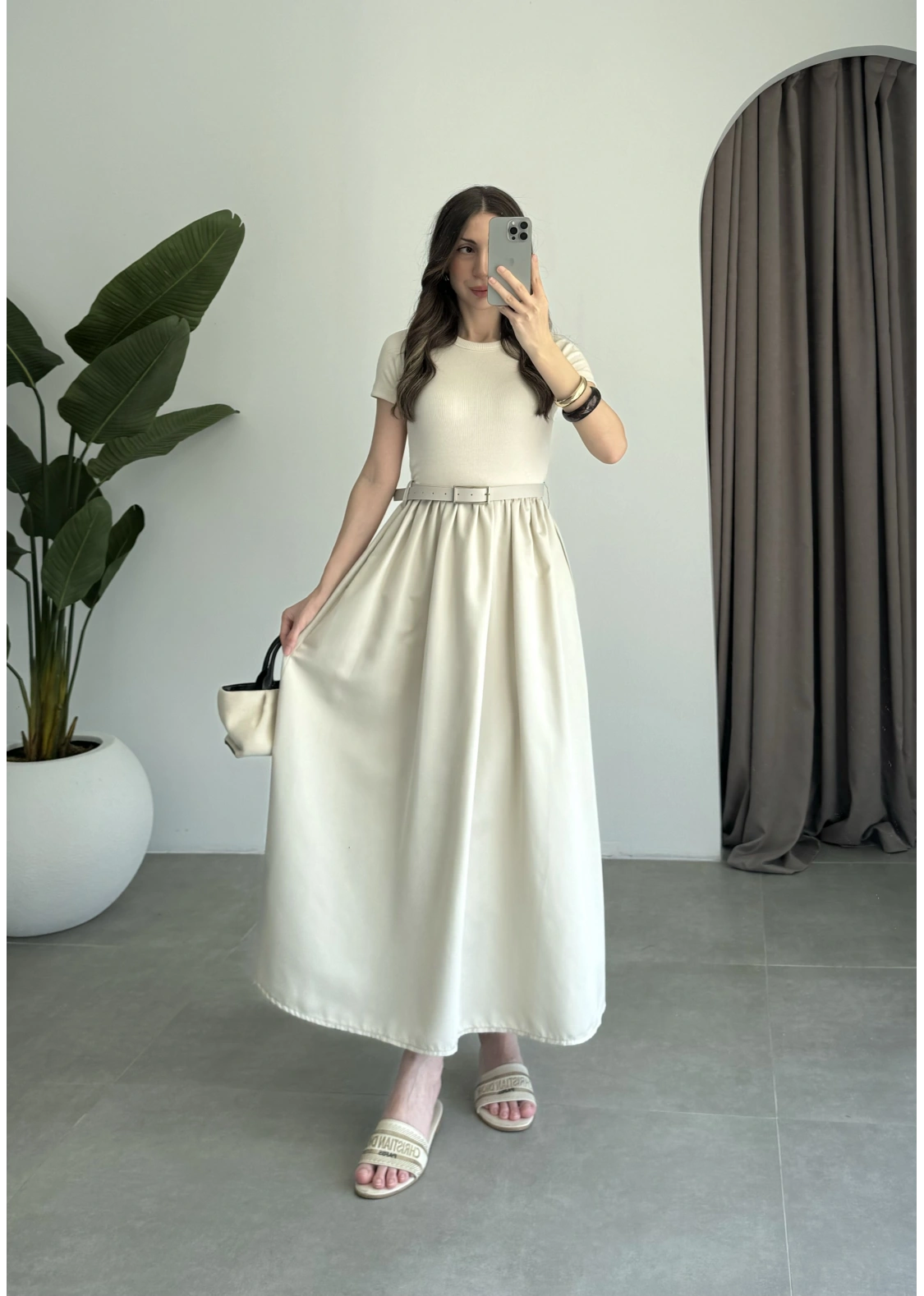 Kemerli Basic Taş Elbise