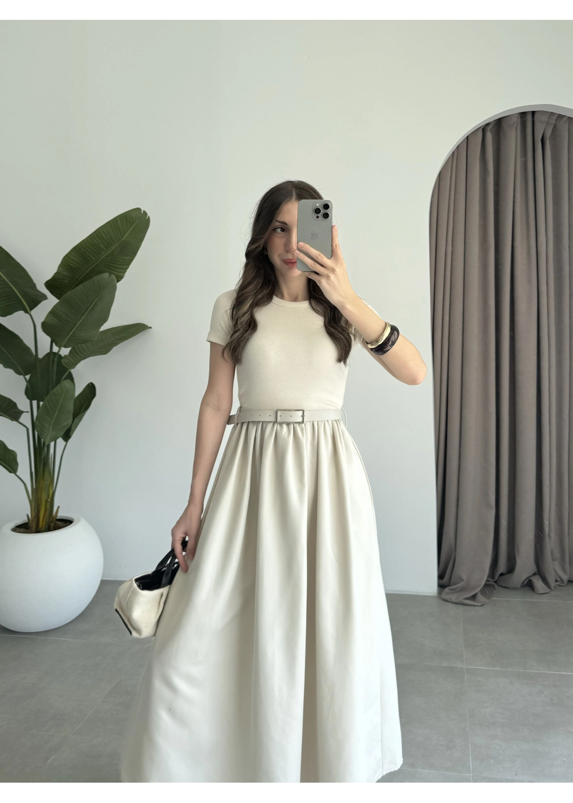 Kemerli Basic Taş Elbise