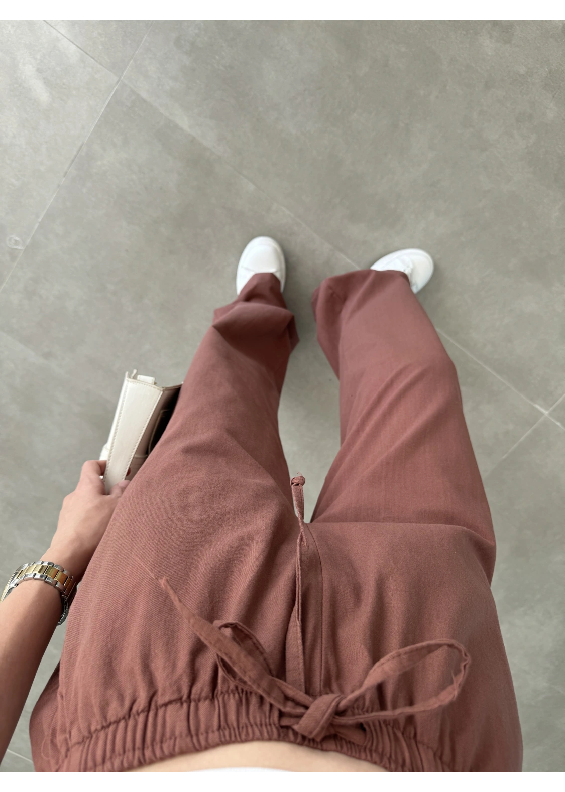 Keten Beli Lastikli Kiremit Pantolon