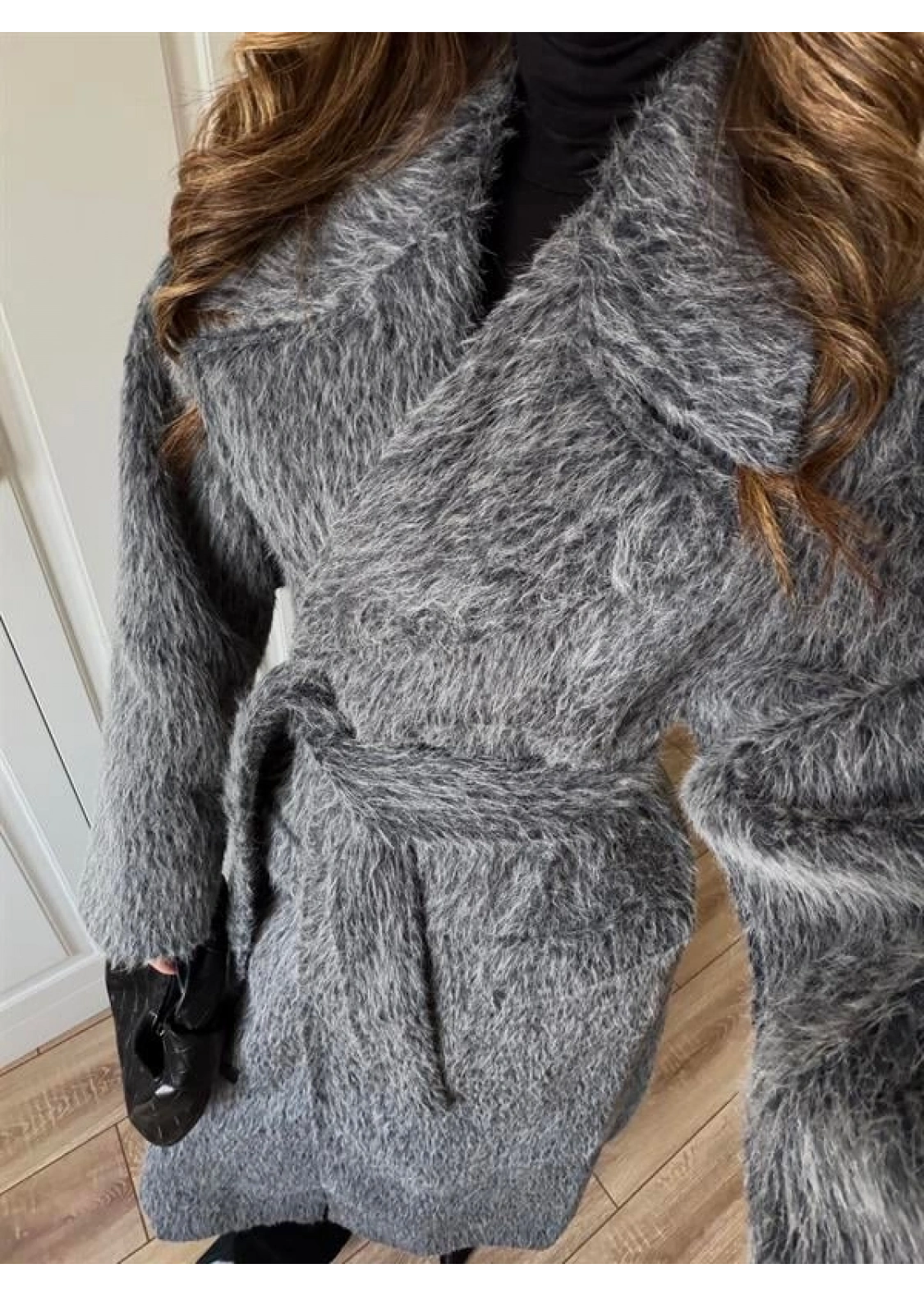 Kırçıllı Antrasit Kuşaklı Premium Kaban