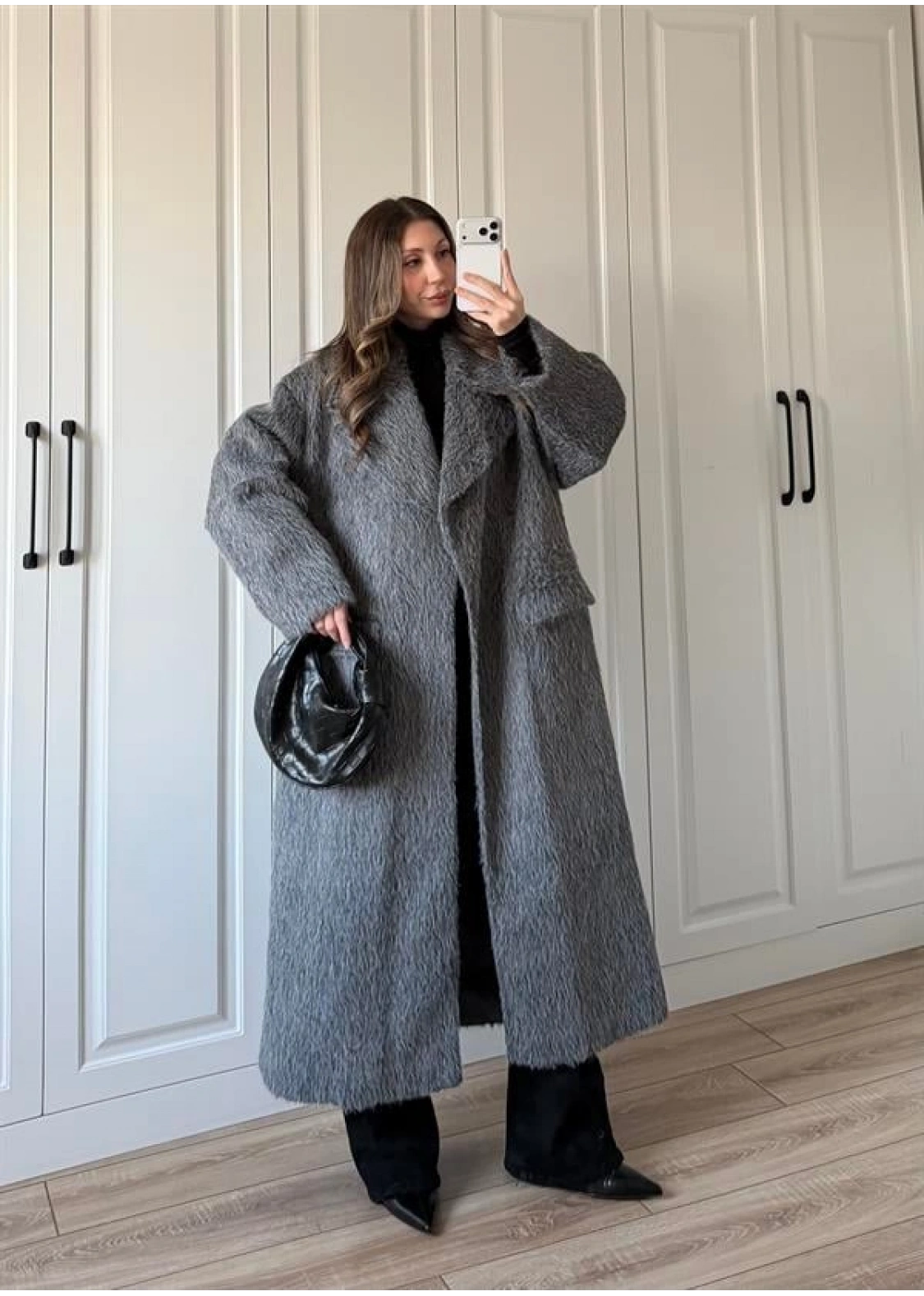 Kırçıllı Antrasit Kuşaklı Premium Kaban