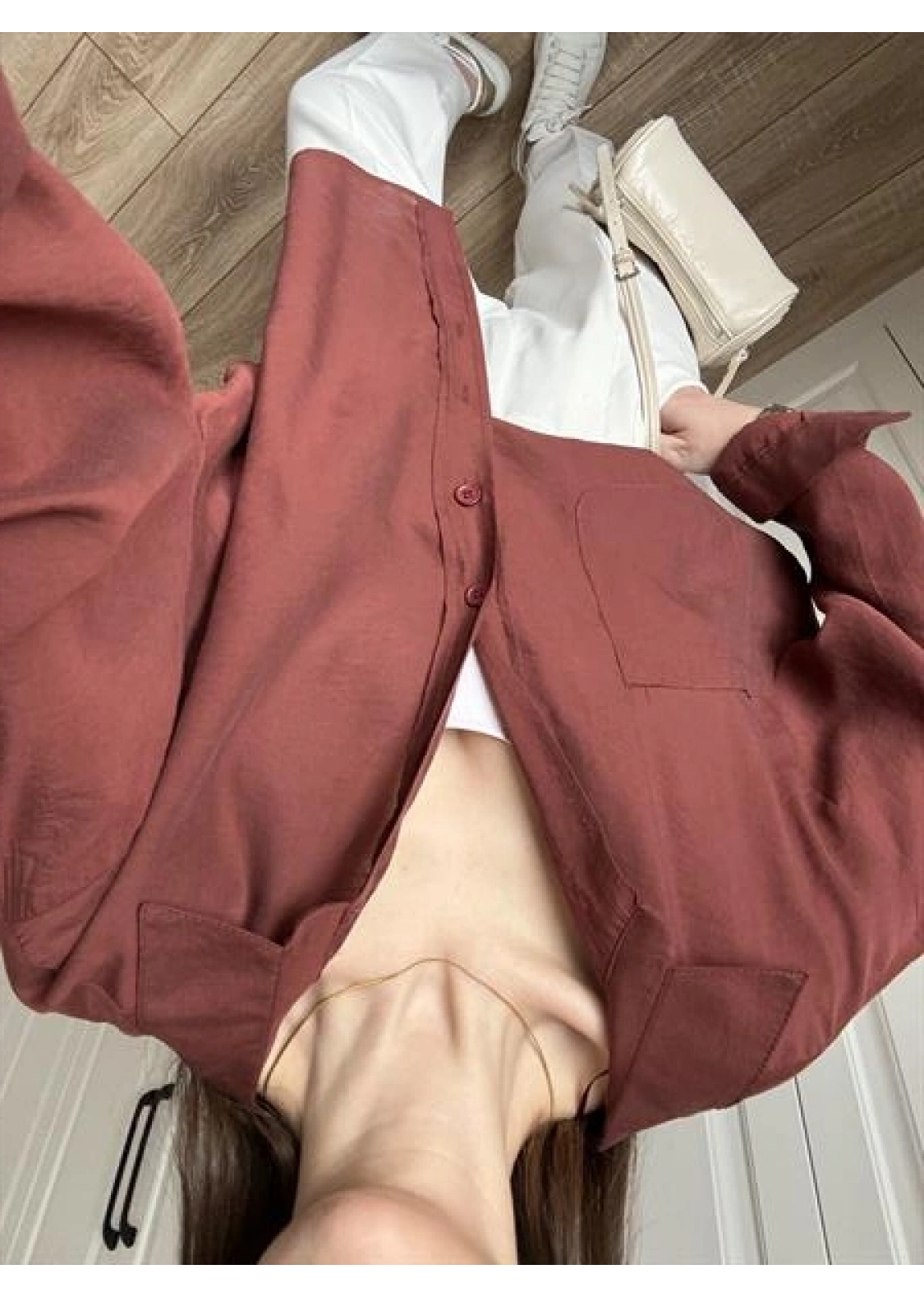 Kiremit Oversize Tensel Gömlek