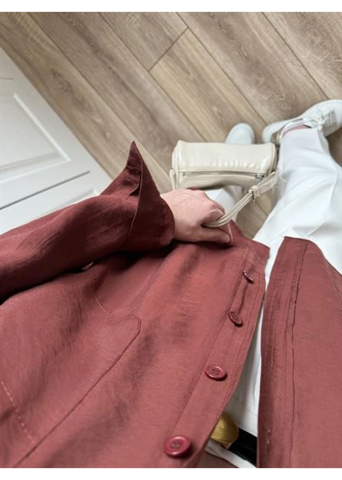 Kiremit Oversize Tensel Gömlek