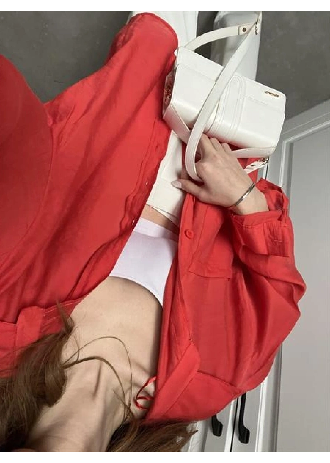 Kırmızı Oversize Tensel Gömlek