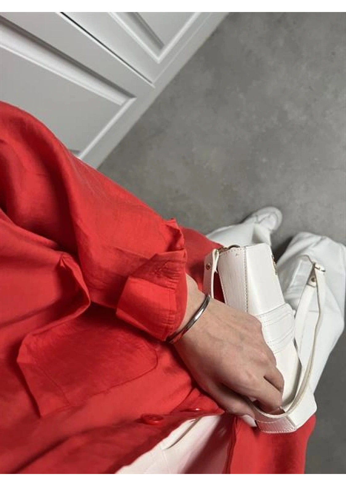 Kırmızı Oversize Tensel Gömlek