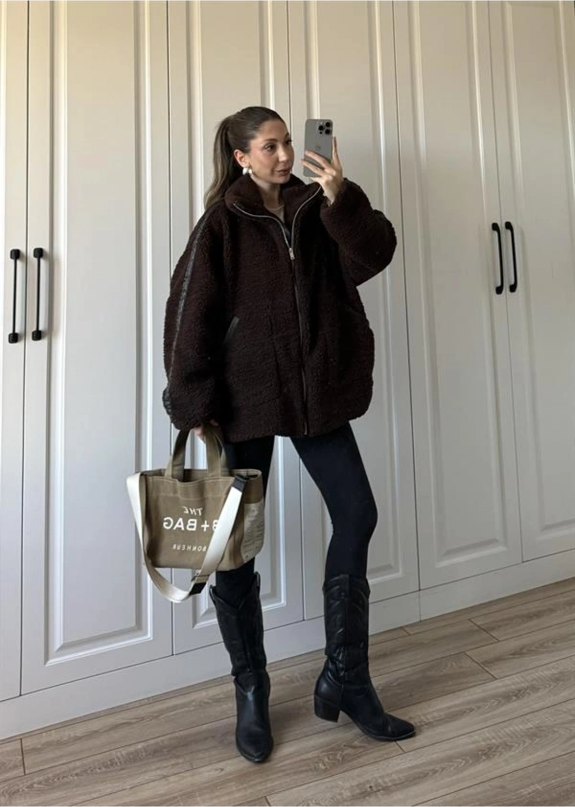 Koza Oversize Astarlı Premium Kahve Peluş Ceket