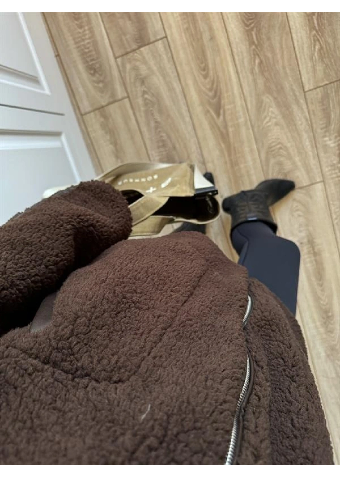 Koza Oversize Astarlı Premium Kahve Peluş Ceket