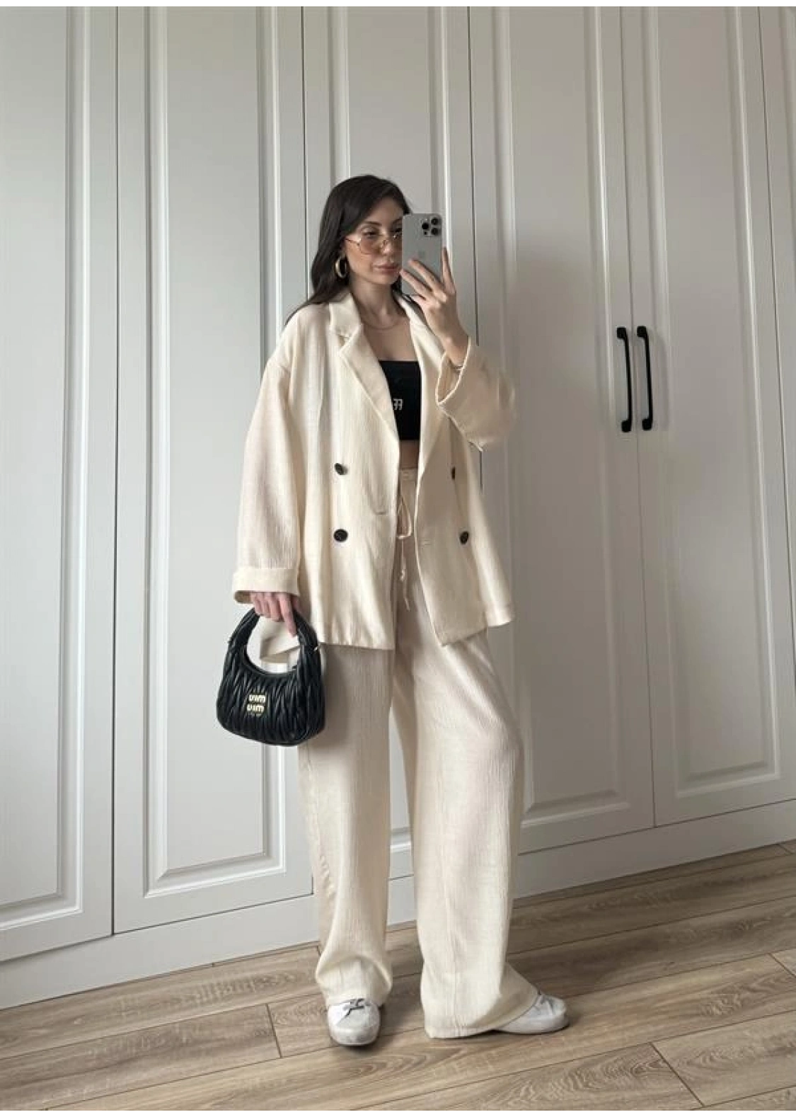 Krinkıl Oversize Taş Ceket Takım