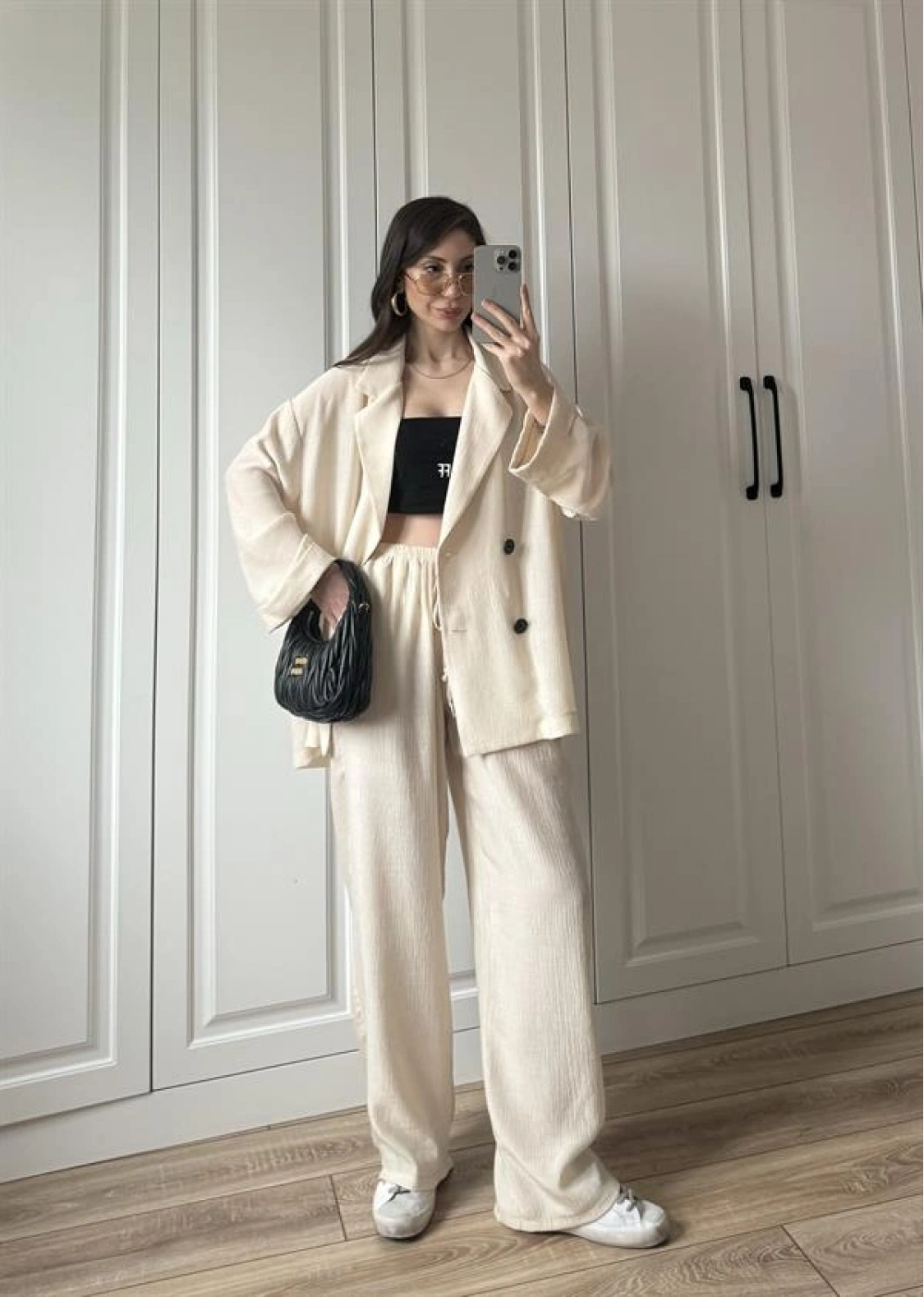Krinkıl Oversize Taş Ceket Takım