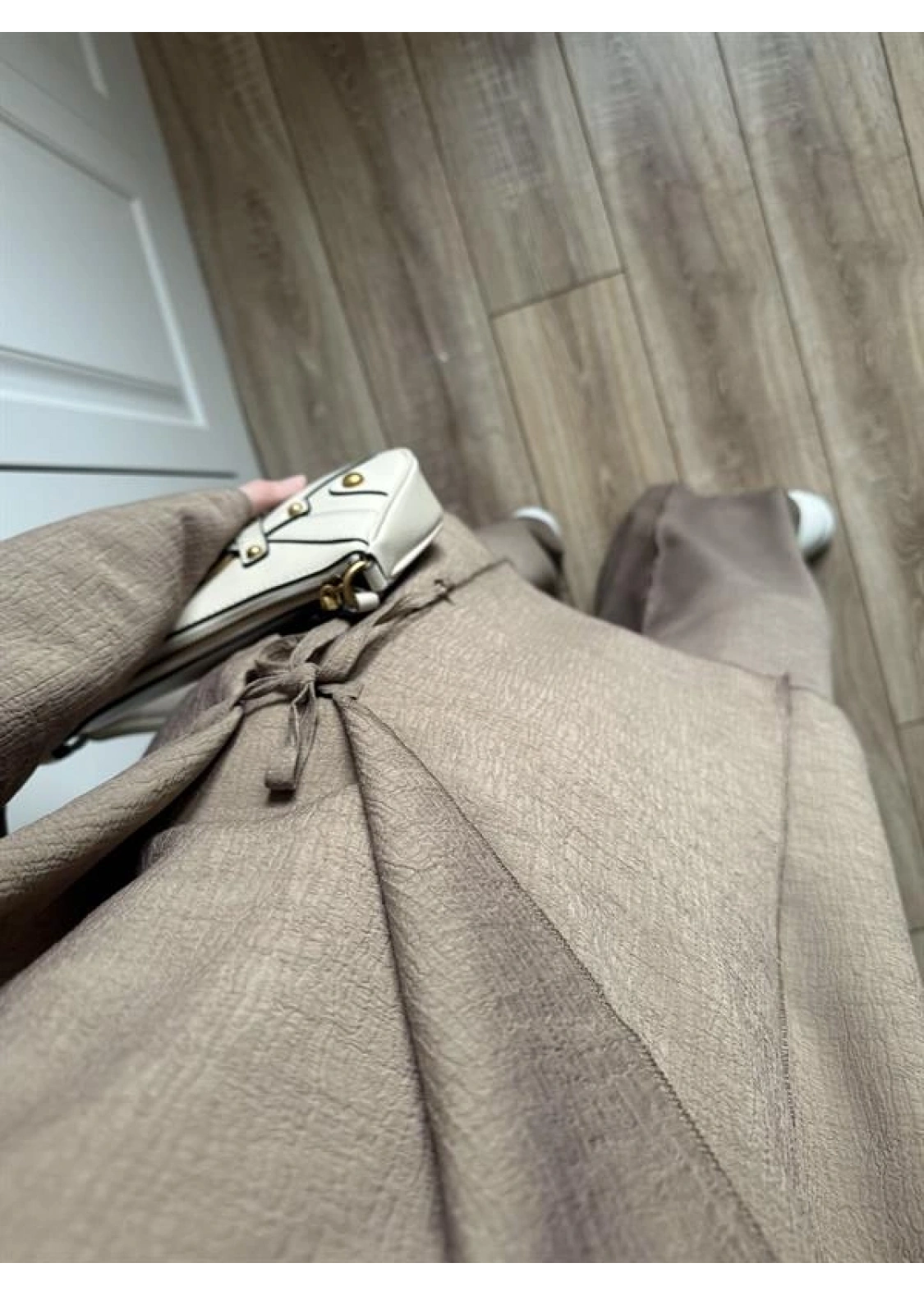 Krinkıl Yandan Bağlamalı Vizon Kimono Takım