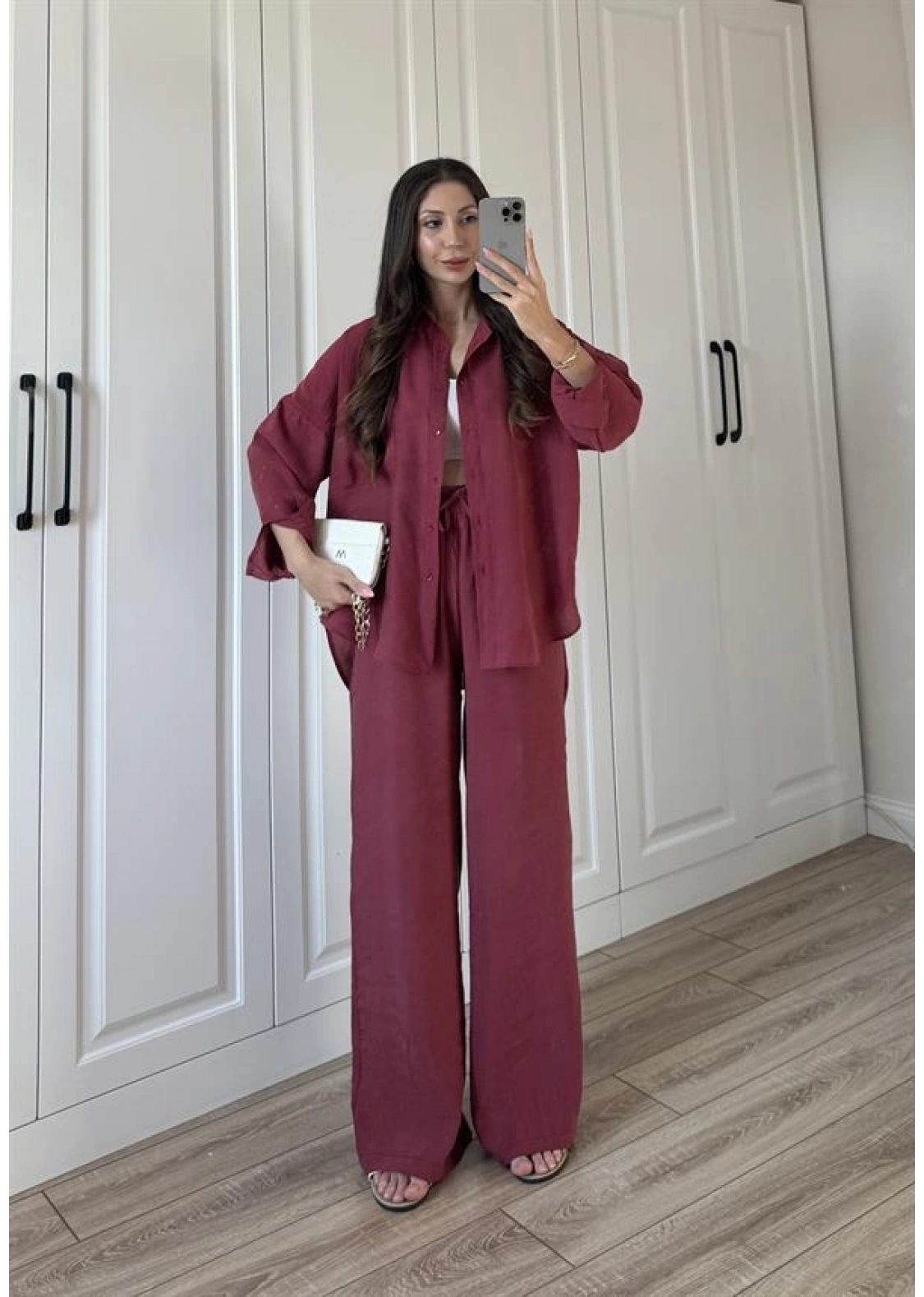 Labu Tensel Oversize Basic Bordo Takım