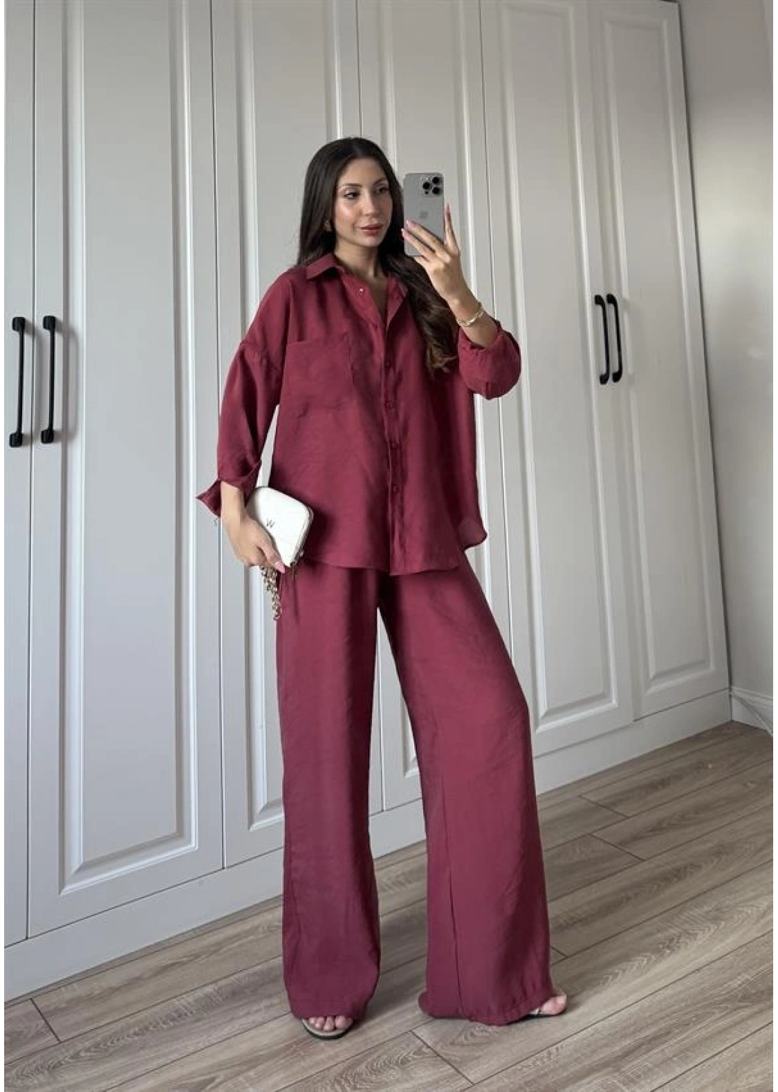 Labu Tensel Oversize Basic Bordo Takım
