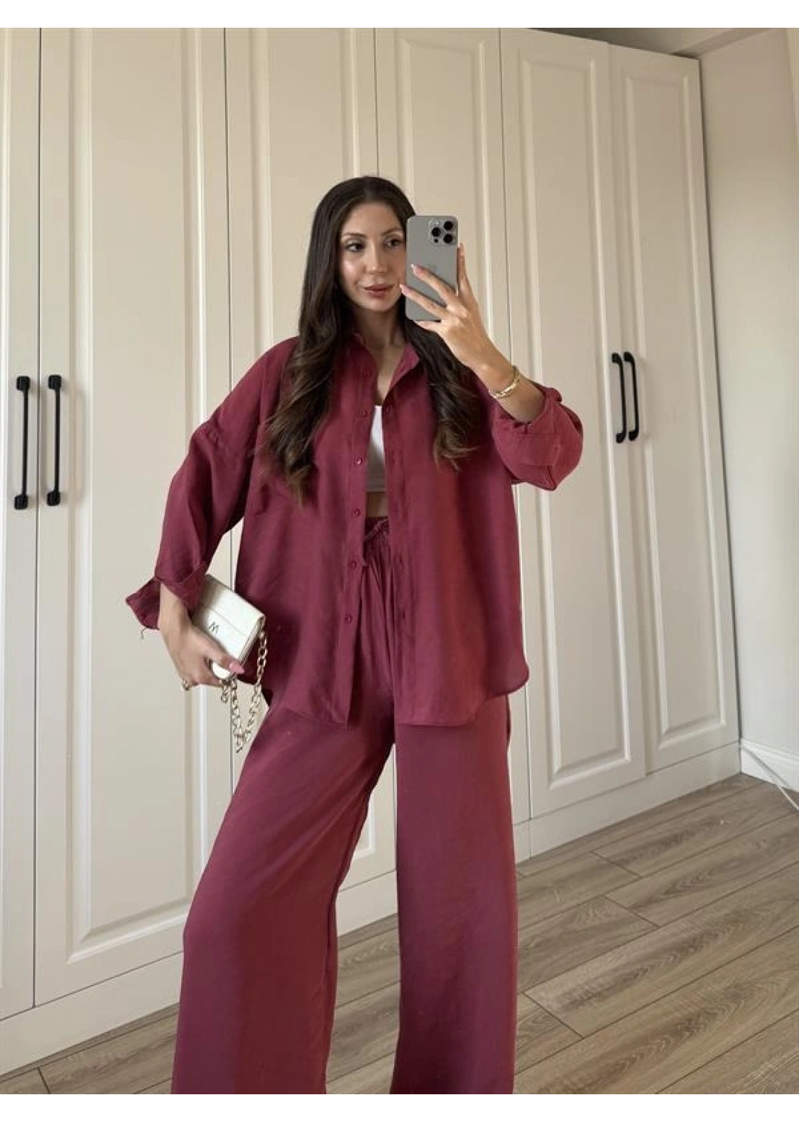 Labu Tensel Oversize Basic Bordo Takım