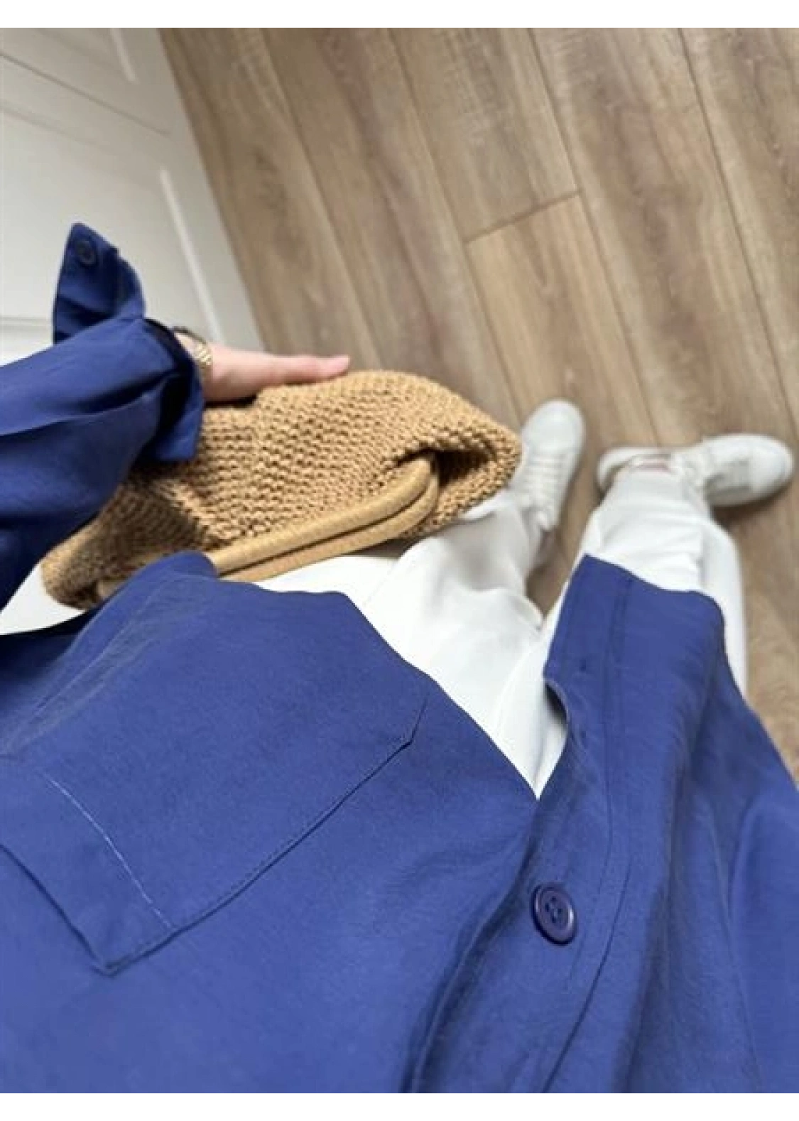 Lacivert Oversize Tensel Gömlek