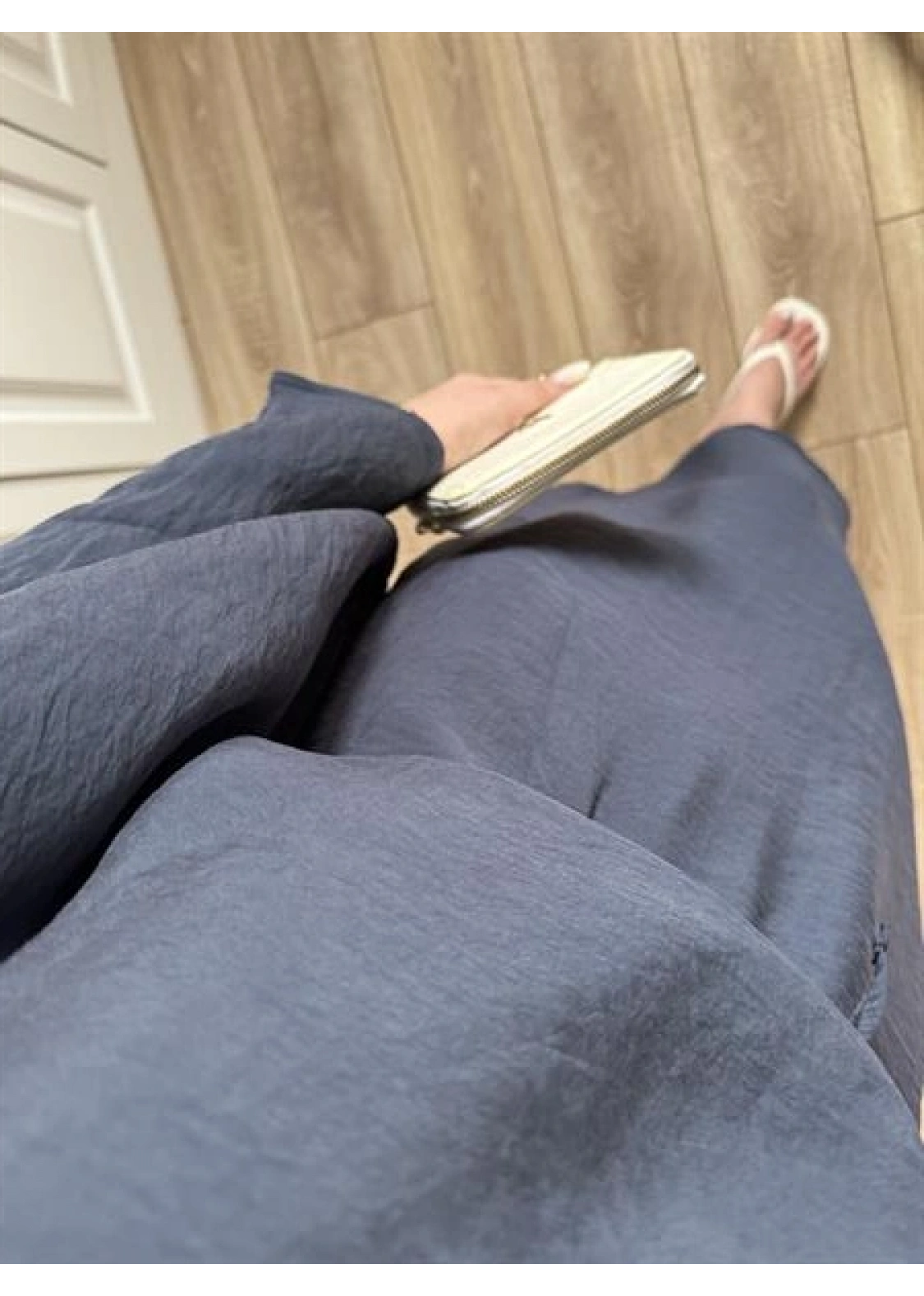 Laila Tensel Basic Kuşaklı Lacivert Elbise