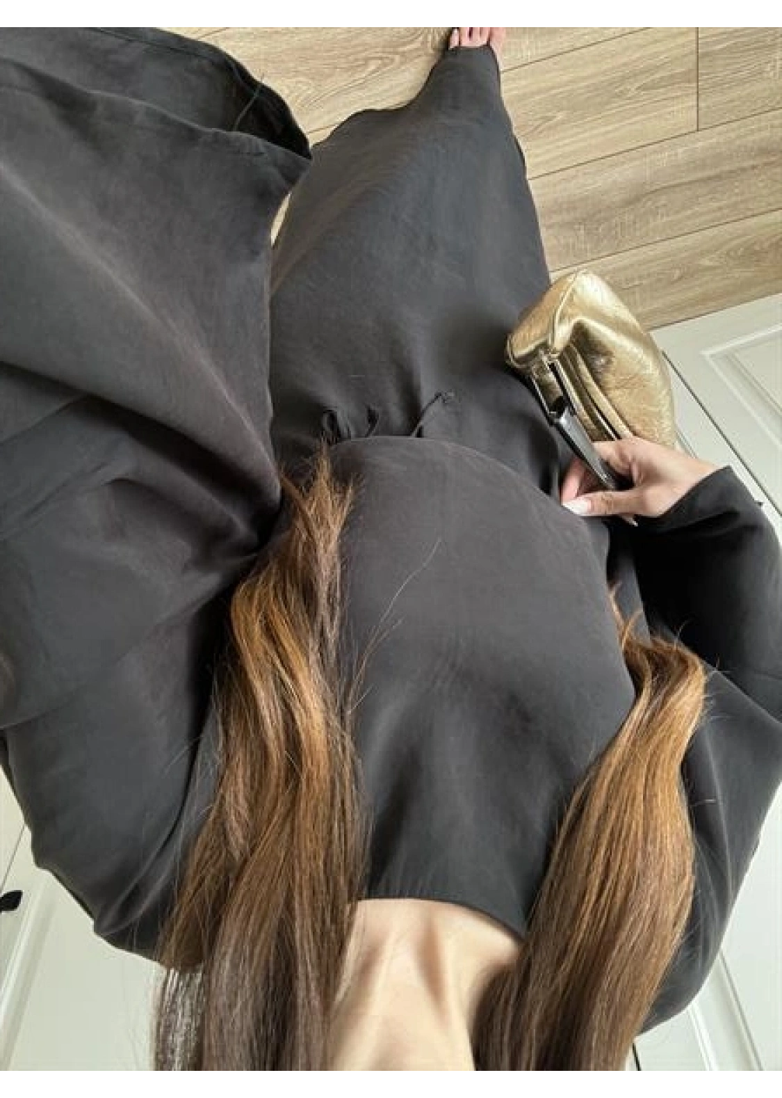 Laila Tensel Basic Kuşaklı Siyah Elbise