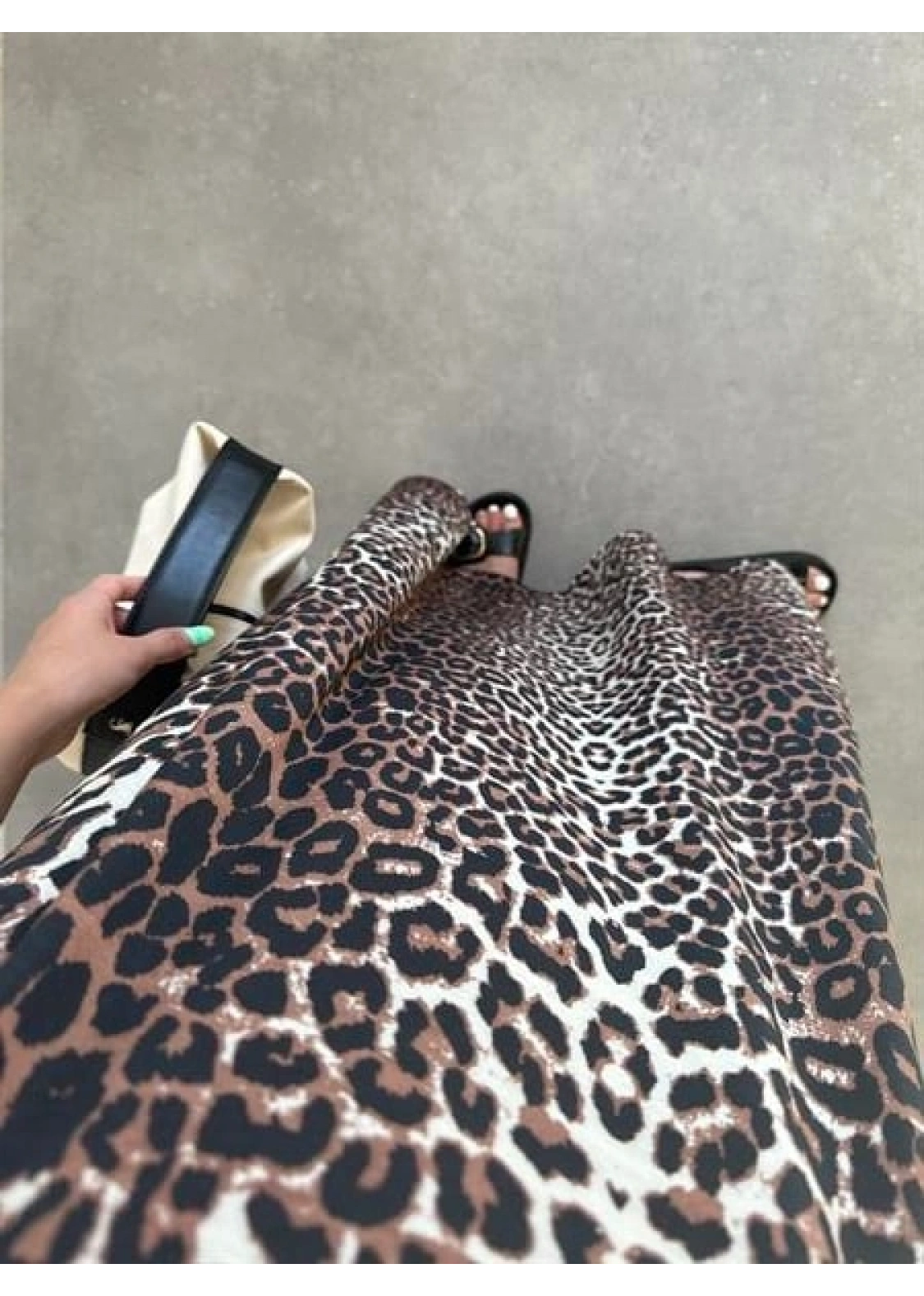 Leopar Askılı Oversize Elbise