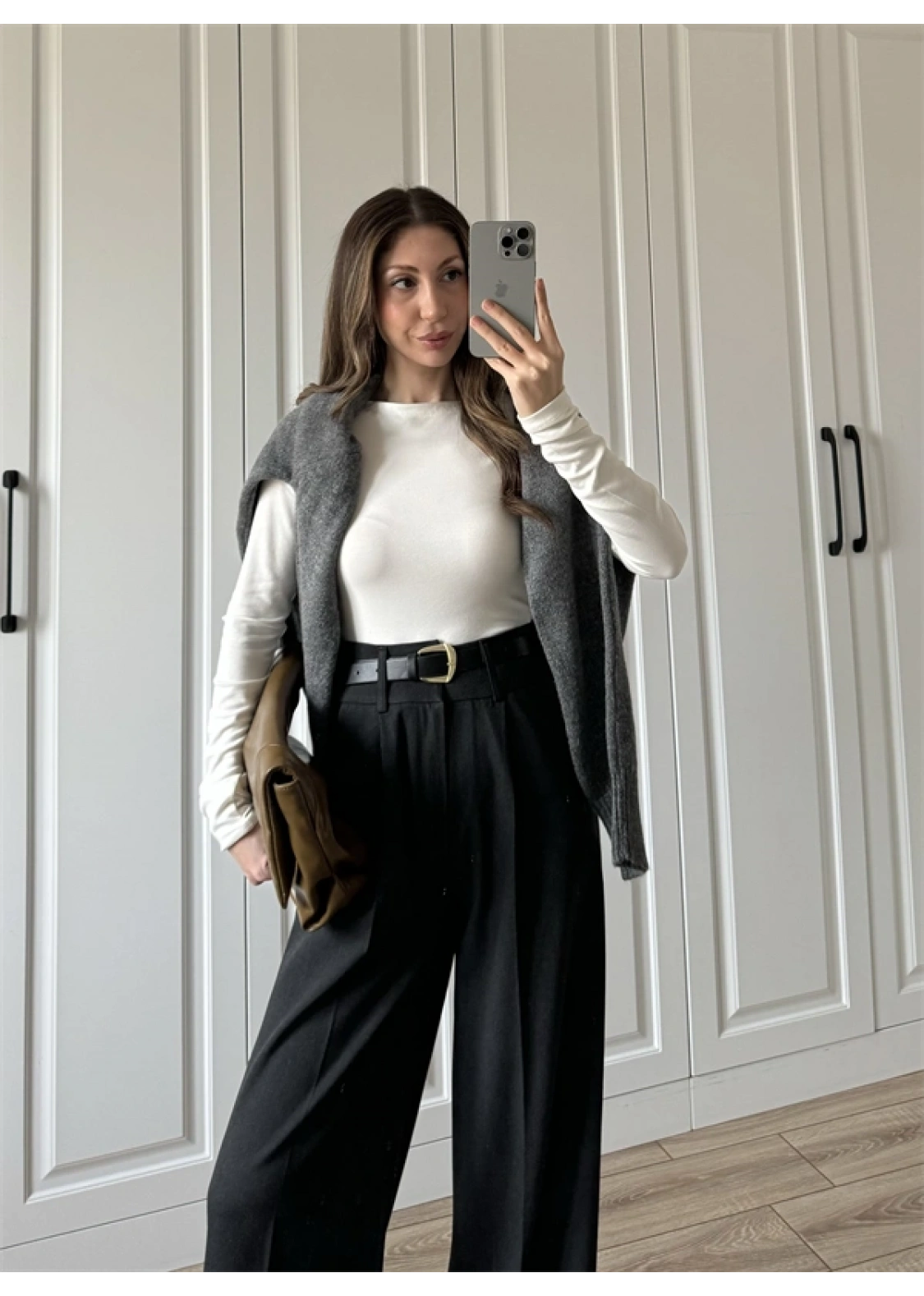 Likralı Uzun Kol Beyaz Body