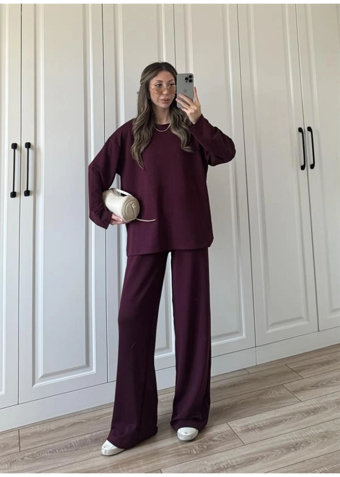 Liza Oysh Kumaş Basic Bordo Takım