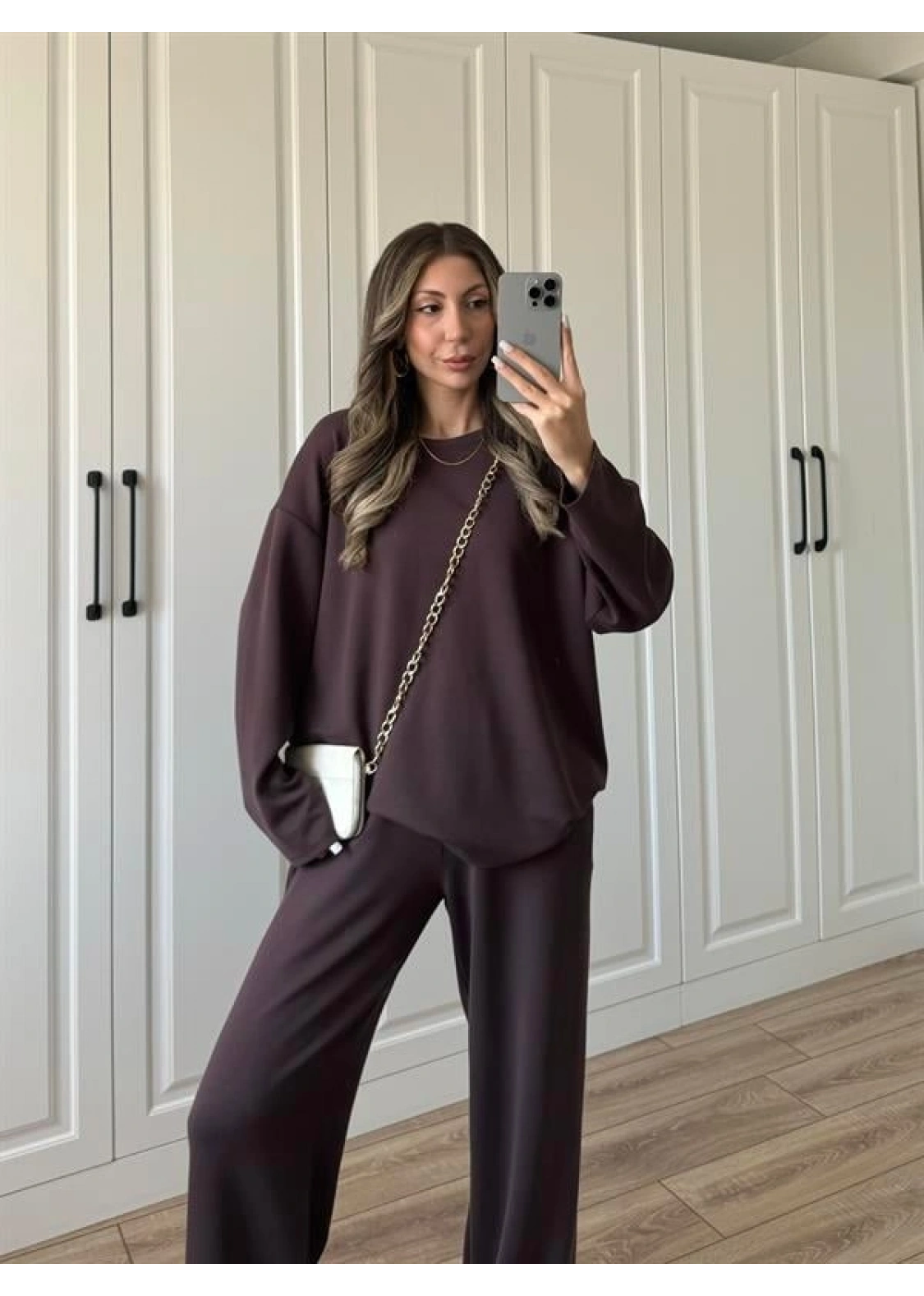 Liza Oysh Kumaş Basic Kahve Takım