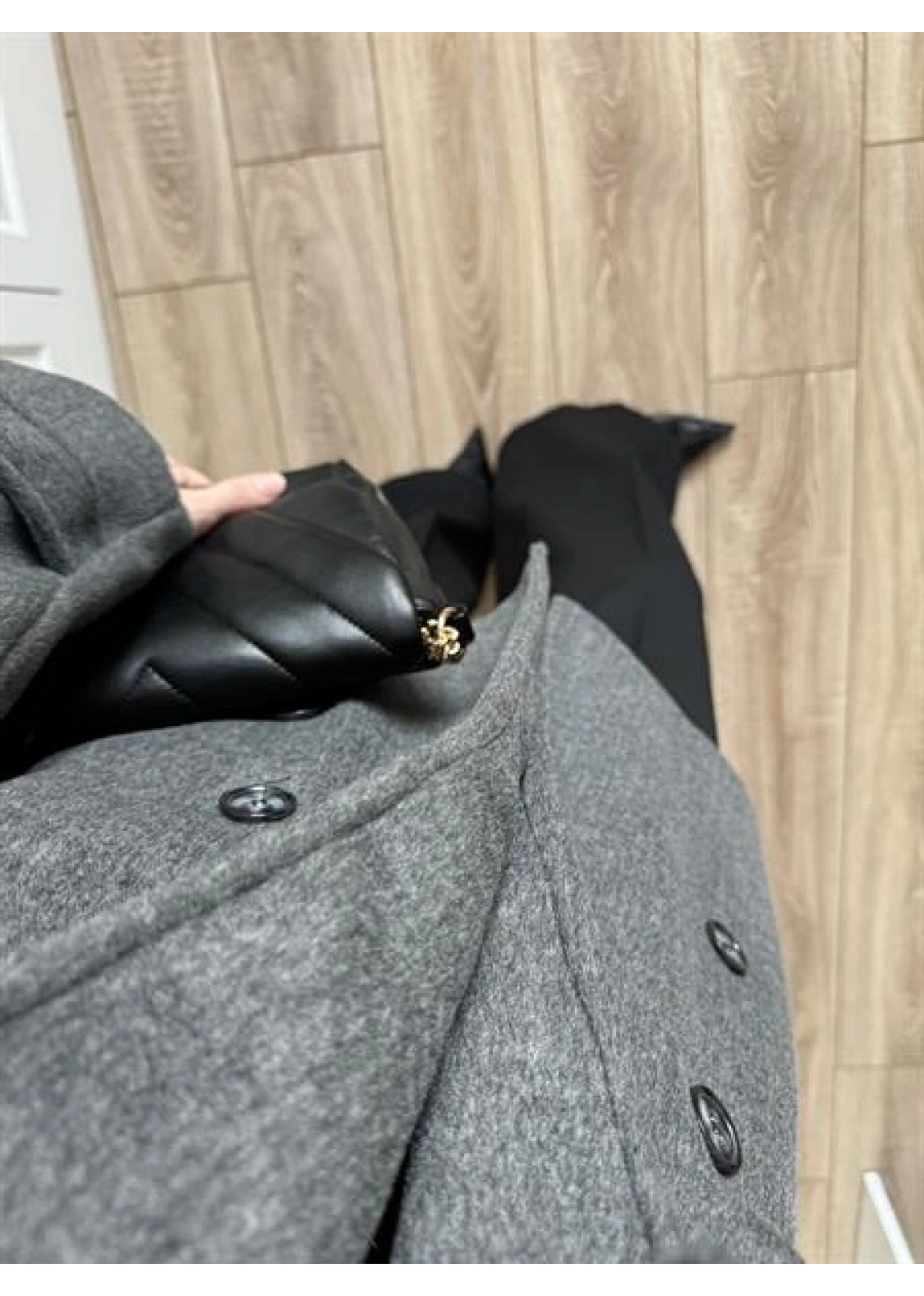 Luxe Astarlı Yün Dokulu Premium Antrasit Kaban