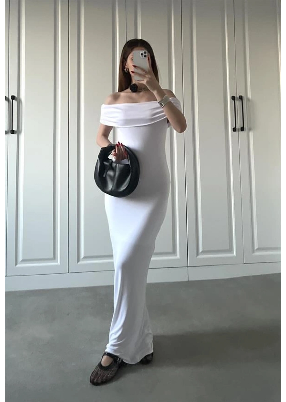 Madonna Beyaz Likralı Astarlı Elbise